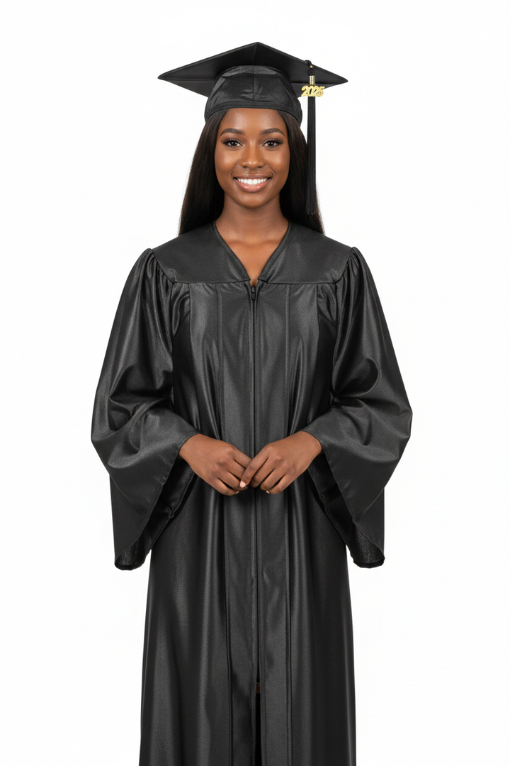 Shiny Black Bachelors Cap & Gown model display
