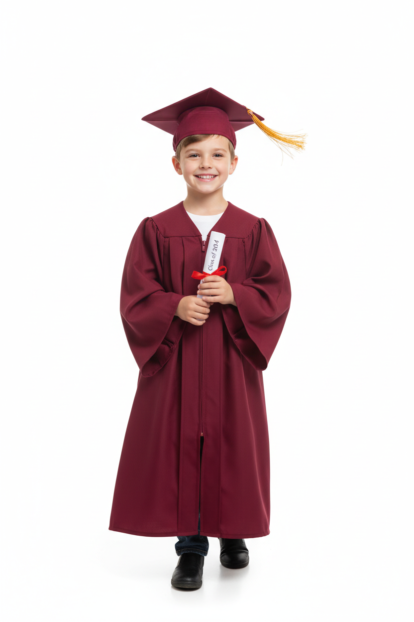 Matte Burgundy Elementary Gown - Model Shot