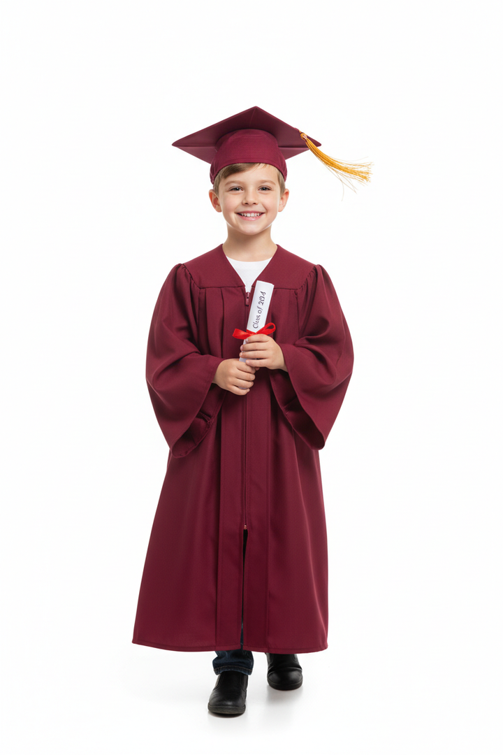 Matte Burgundy Elementary Gown - Model Shot