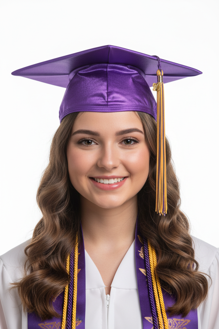 Shiny Purple High School Cap - Model Shot