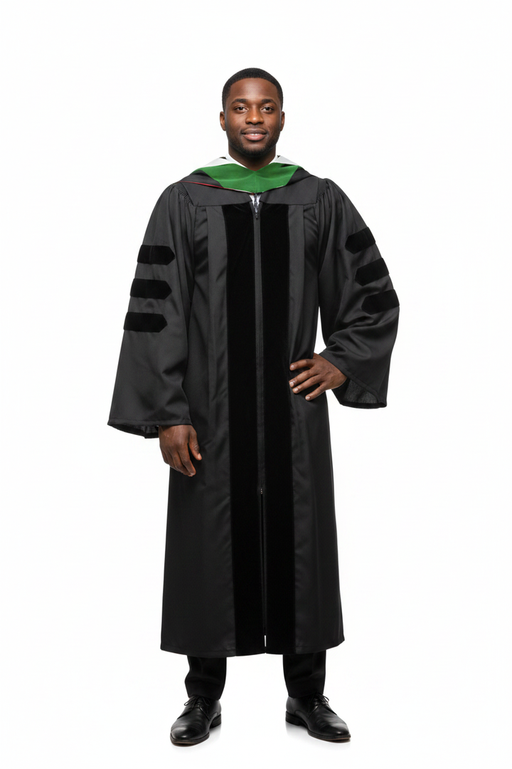 Doctor of Medicine Hood - Kelly Green & White model display