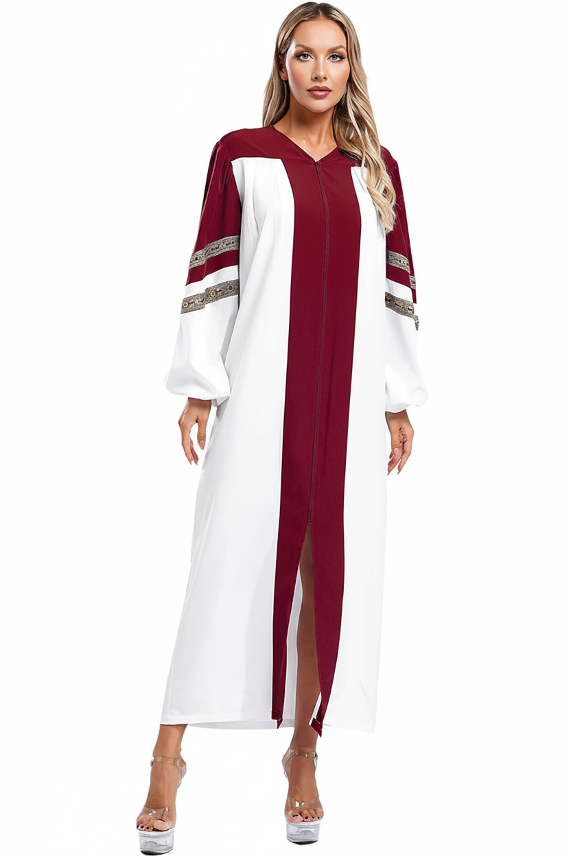 Premium Two-Tone Lantern Sleeve Choir & Clergy Robe - Stage Performance Gown