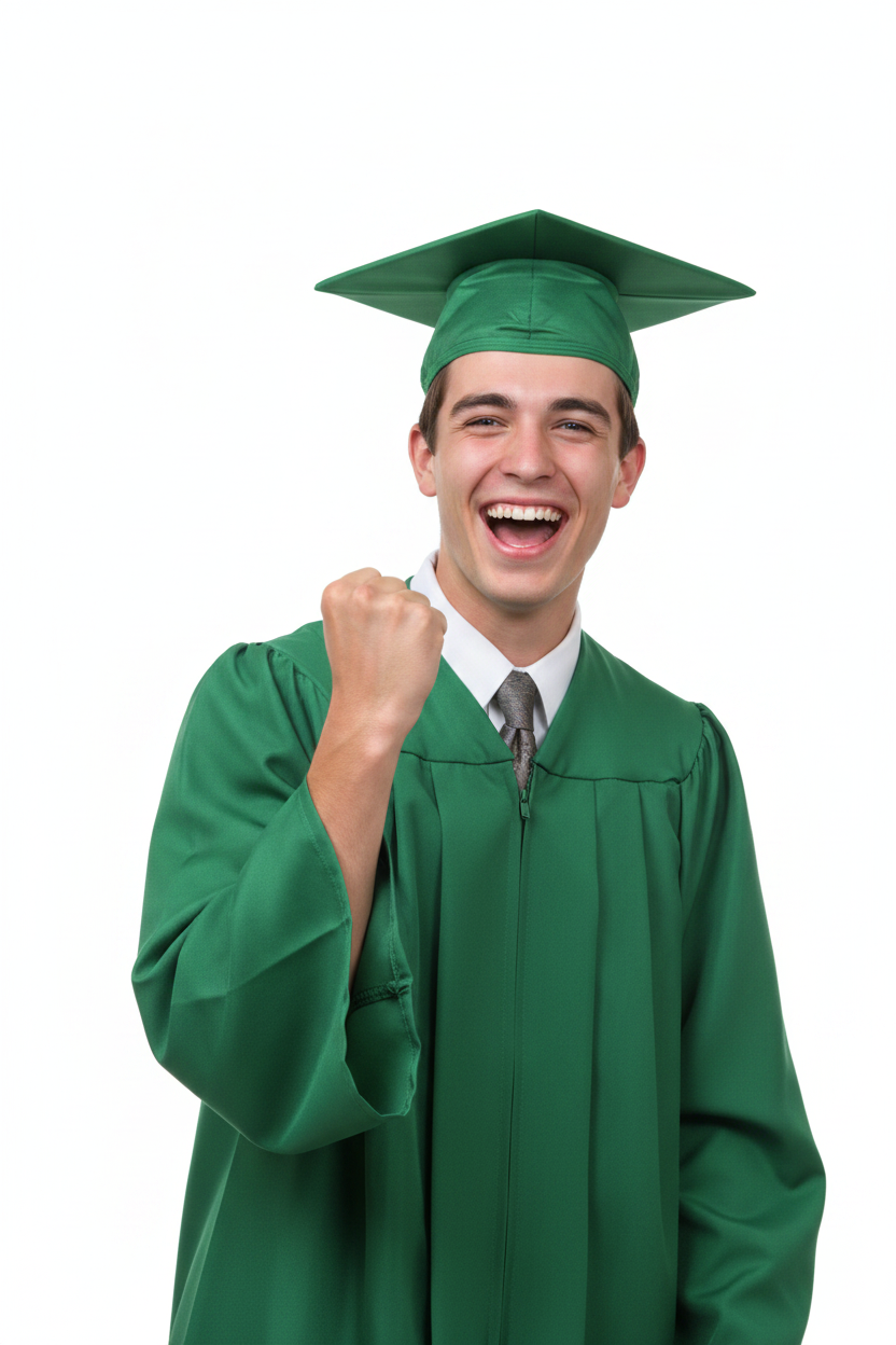 Matte Green High School Cap - Model Display