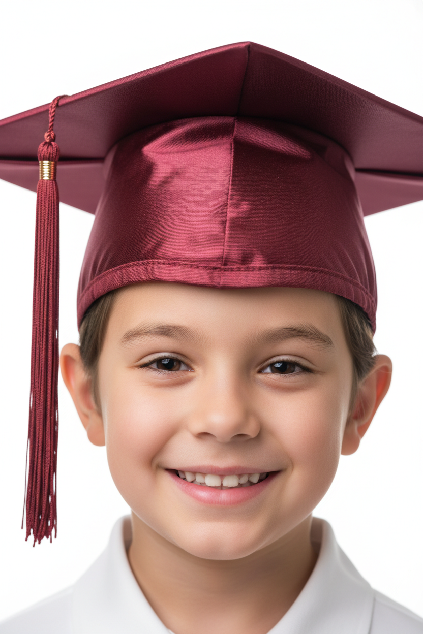 Shiny Maroon Elementary Cap & Tassel - Model Shot