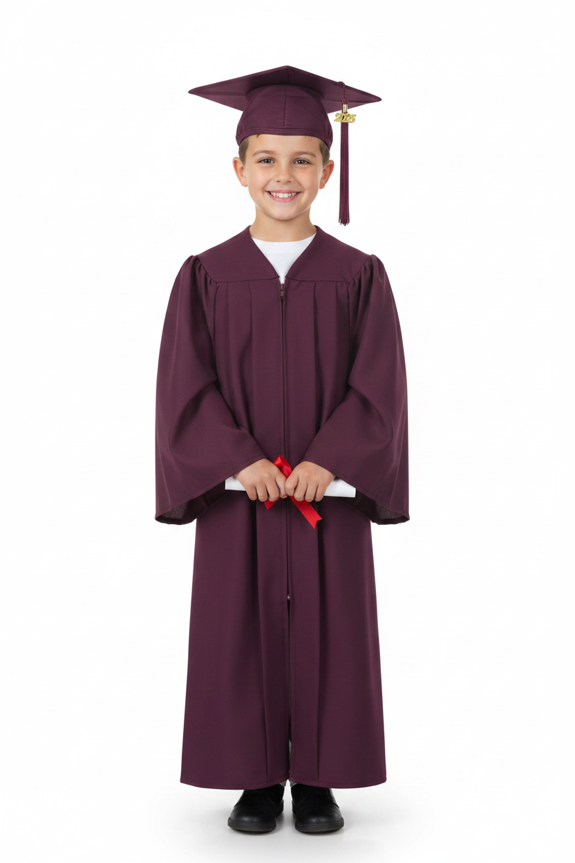 Matte Maroon Elementary Gown - Model Shot
