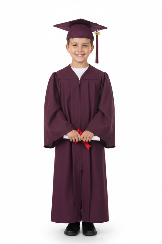 Matte Maroon Elementary Gown - Model Shot