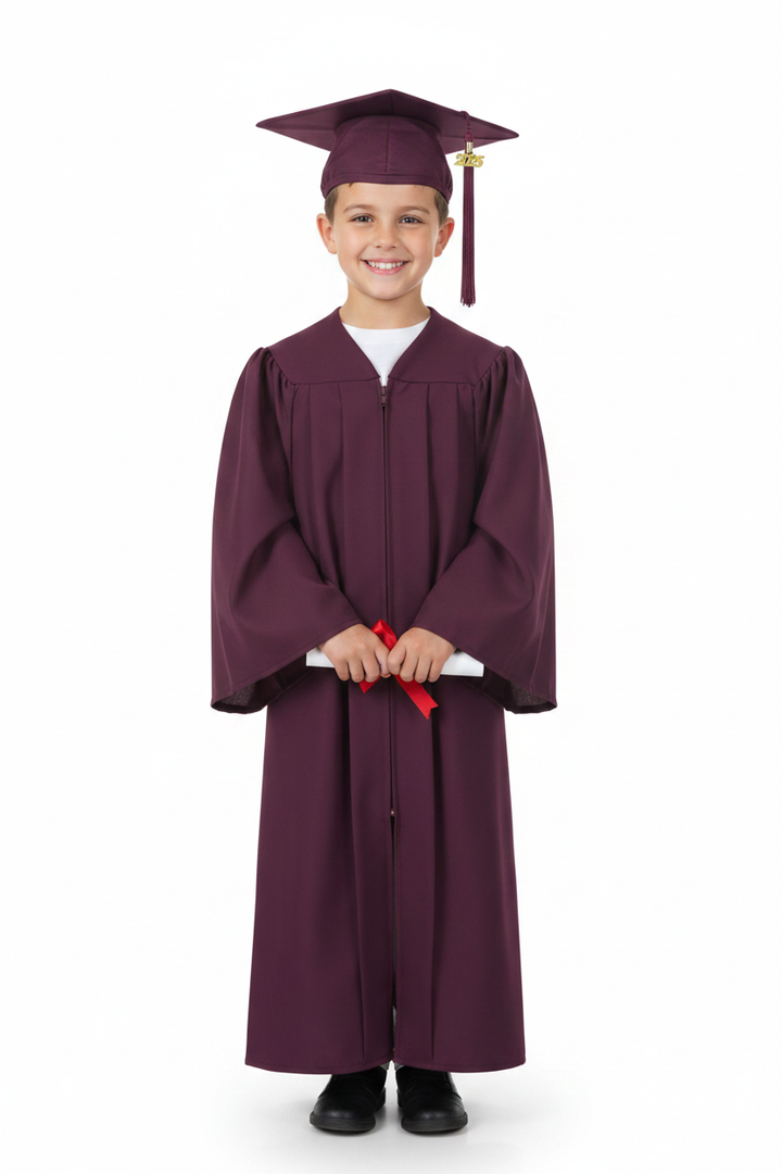 Matte Maroon Elementary Gown - Model Shot