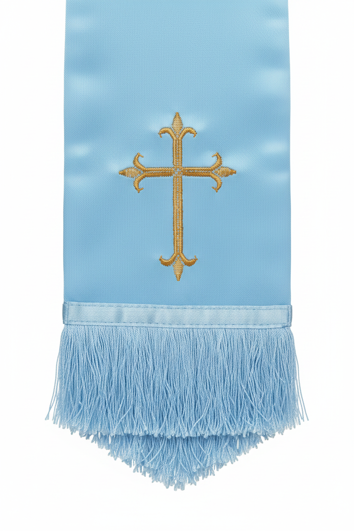Embroidered Cross Clergy Choir Stole | Wedding & Graduation Honor Stole