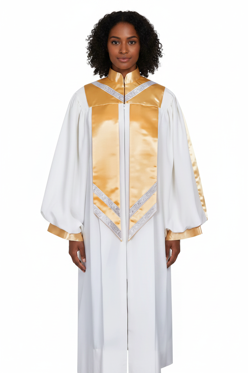 Premium Golden Yoke Lantern Sleeve Choir Robe