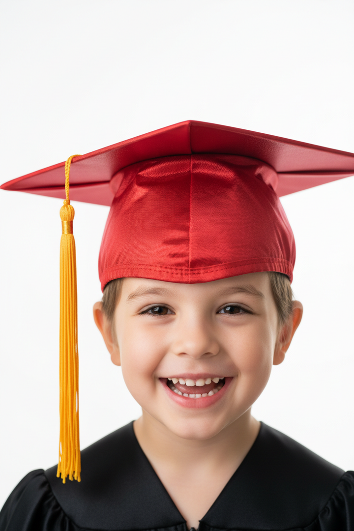 Shiny Red Elementary Cap - Model Shot