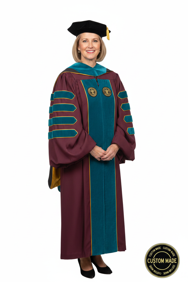 Custom Faculty Regalia Package for Cal State Bakersfield model display