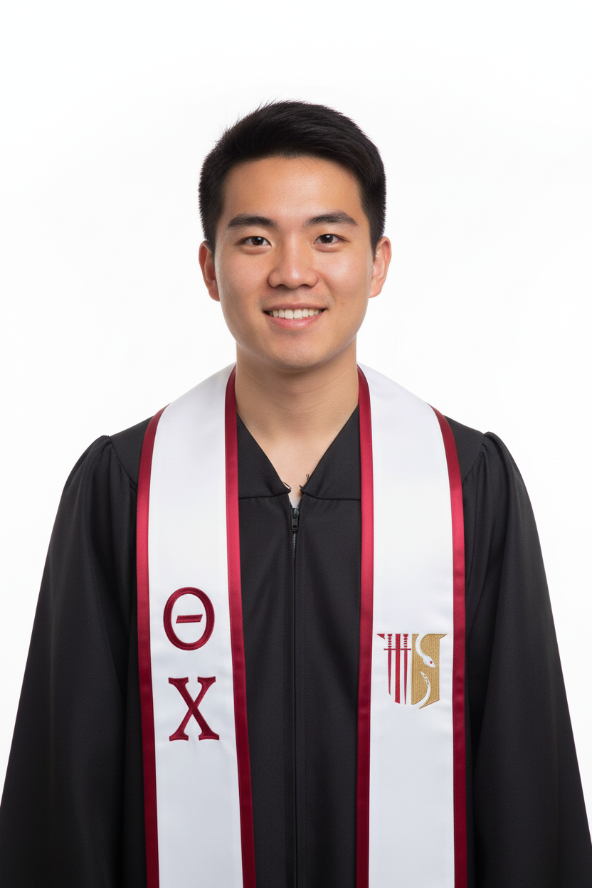 Theta Chi Trimmed Stole W/ Crest model display