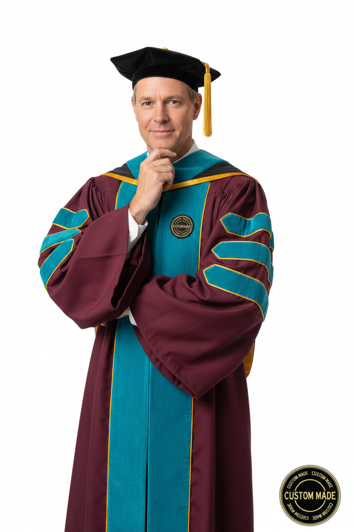 Custom Faculty Regalia Package for Cal State Dominguez model display