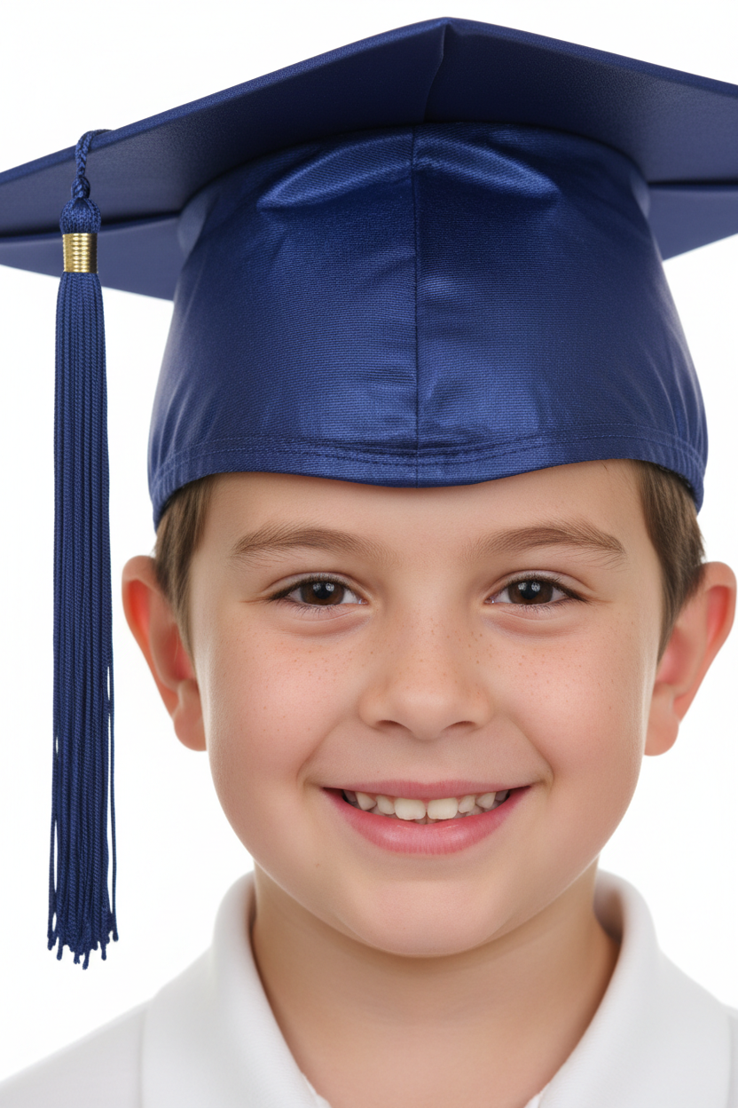 Shiny Navy Blue Elementary Cap & Tassel - Model Shot