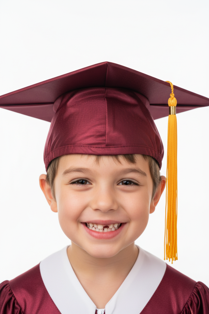 Shiny Maroon Elementary Cap - Model Shot
