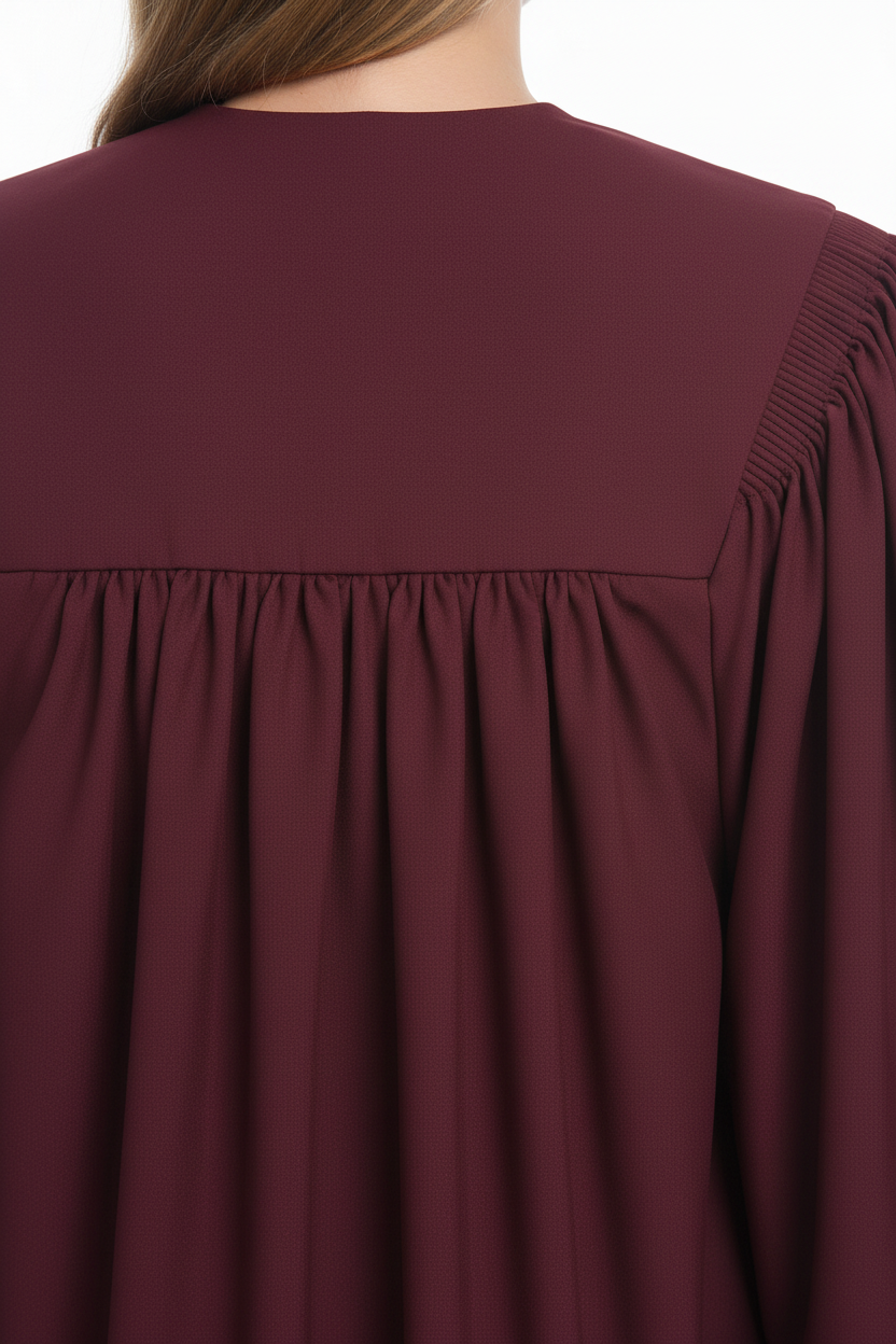 Premium V-Neck Choir Robe with Gold Trim - Burgundy