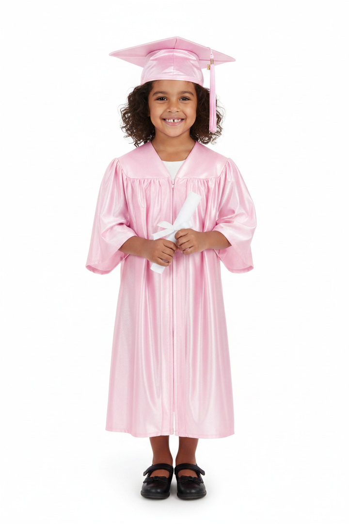 Shiny Pink Elementary Gown - Model Shot