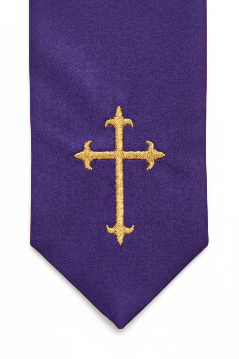 Embroidered Cross Clergy Choir Stole | Wedding & Graduation Honor Stole