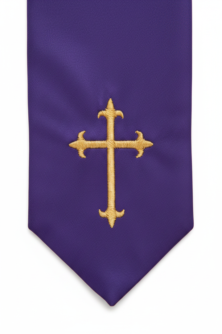 Embroidered Cross Clergy Choir Stole | Wedding & Graduation Honor Stole
