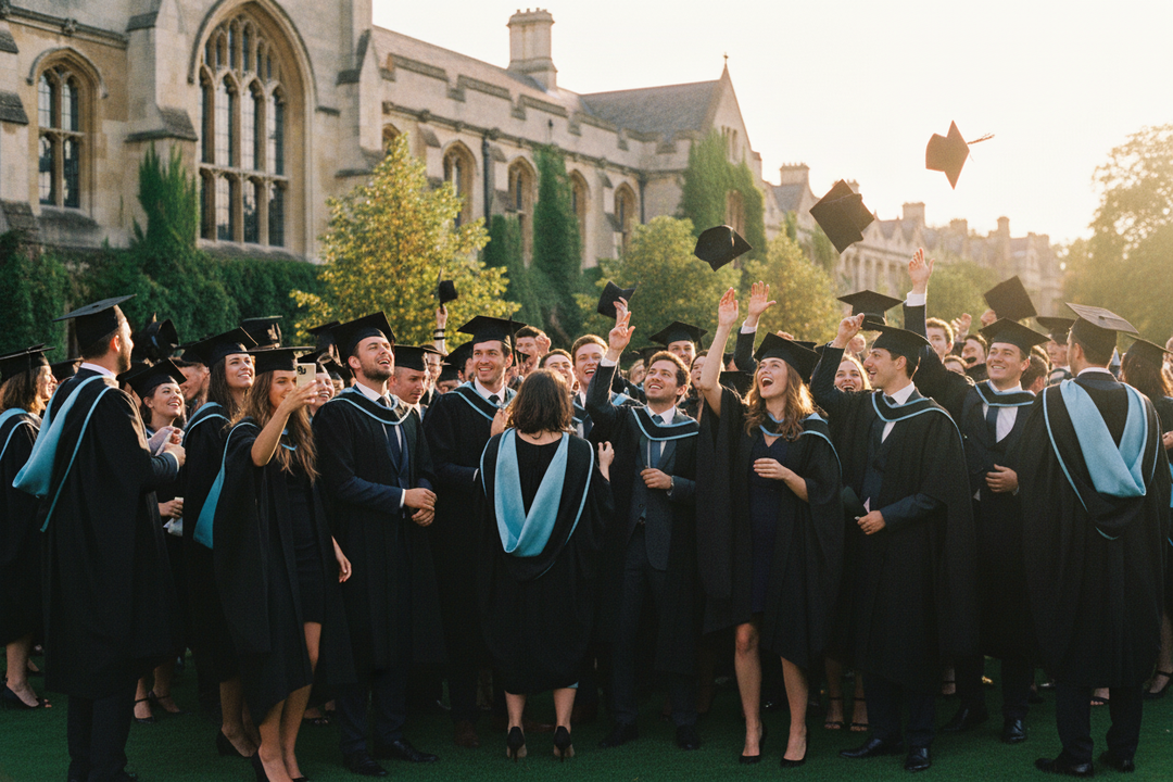 UK British Master's Graduation Gown Set - University Graduation Ceremony Atmosphere