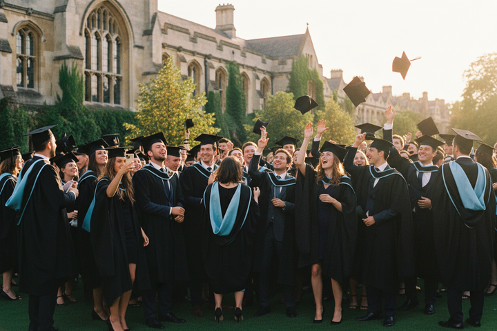 UK British Master's Graduation Gown Set - University Graduation Ceremony Atmosphere