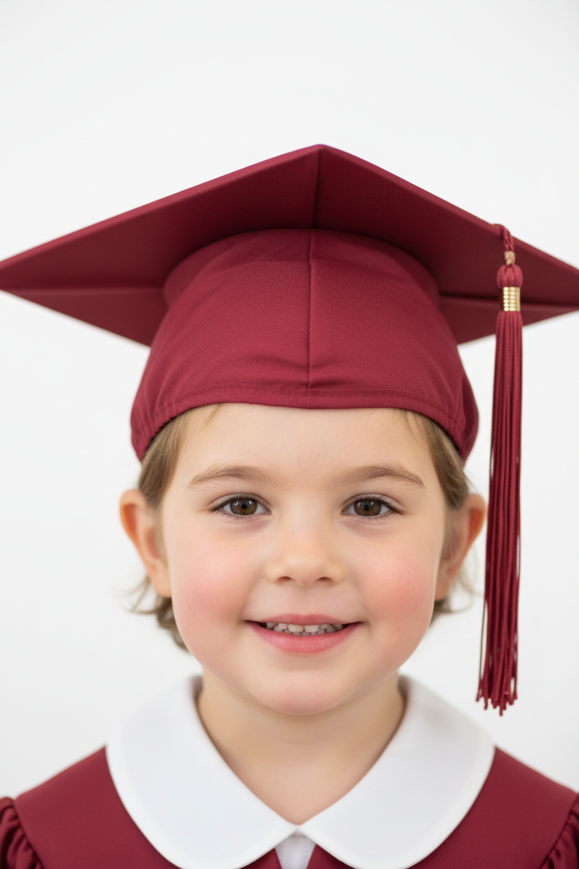 Matte Red Kindergarten/Preschool Cap - Model Shot