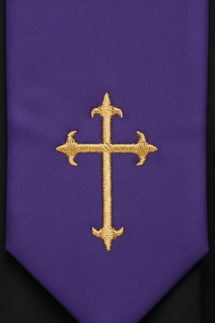 Embroidered Cross Clergy Choir Stole | Wedding & Graduation Honor Stole