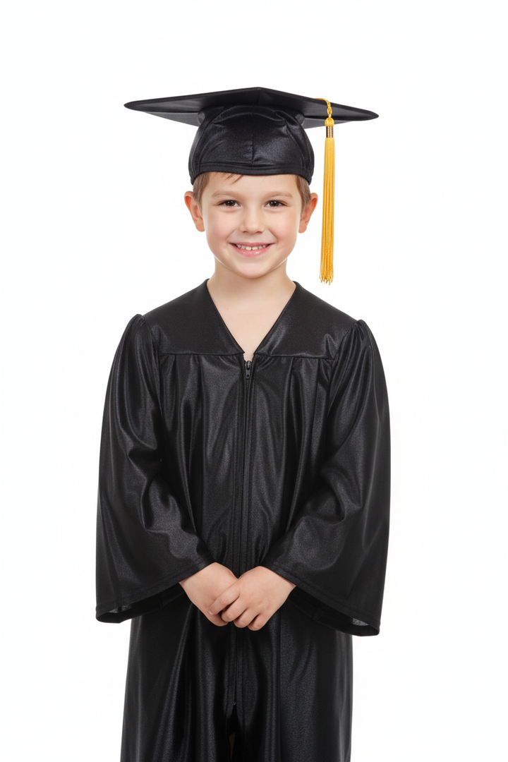Shiny Black Elementary Gown - Model Shot
