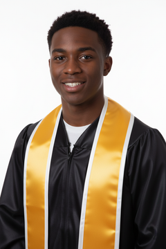 Gold Slanted Graduation Stole with White Trim