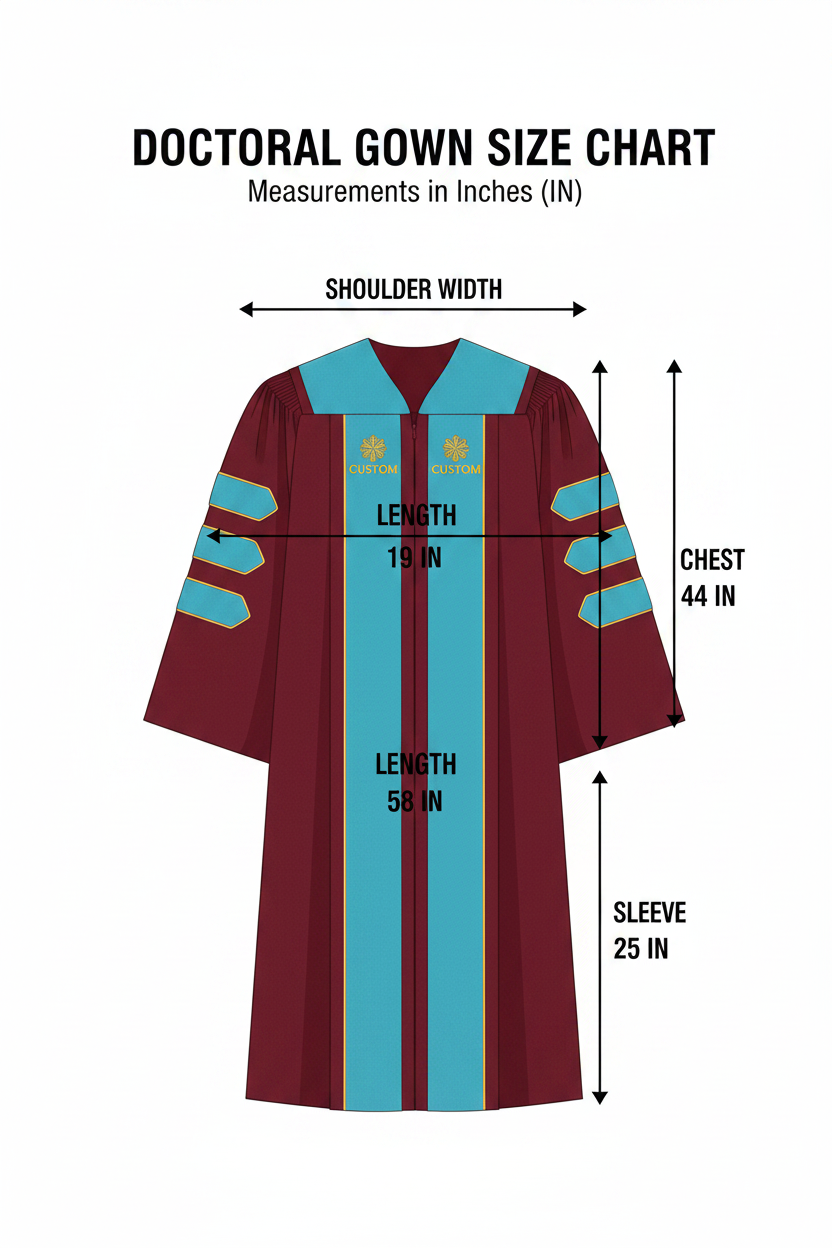 Doctoral graduation gown size reference chart
