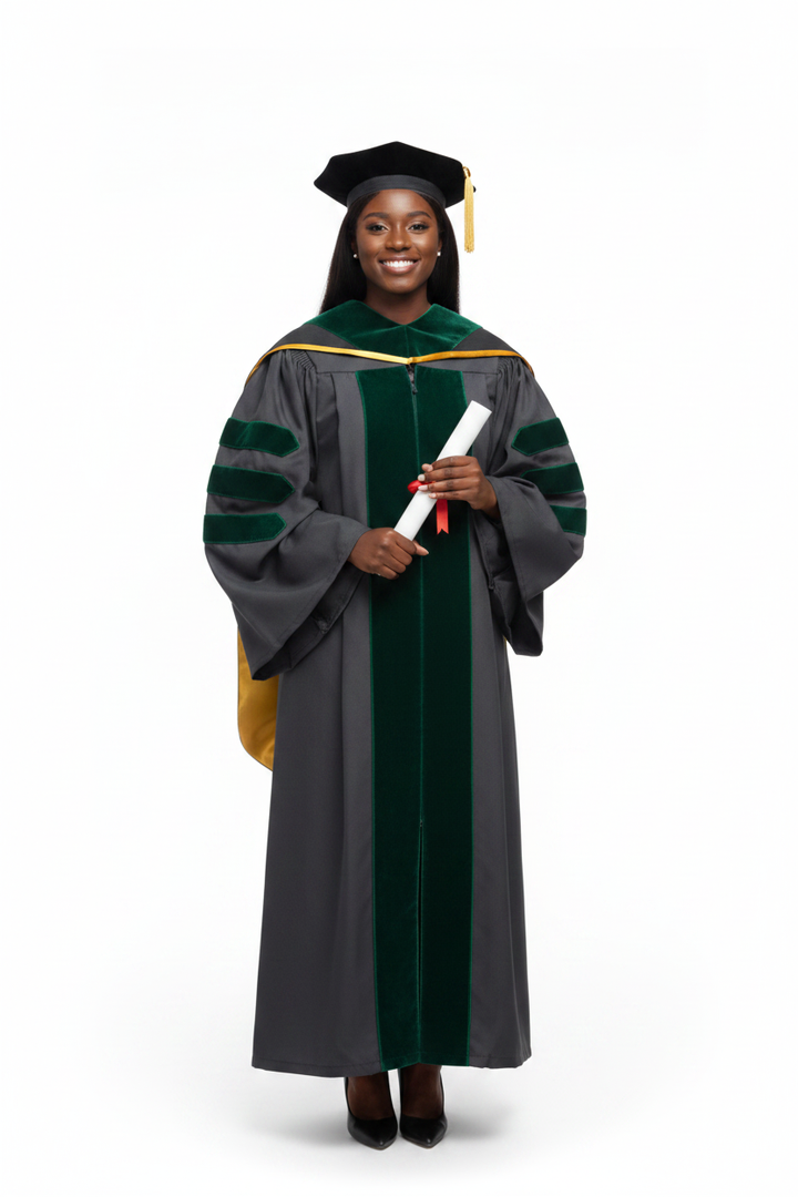 Custom Classic Doctoral Gown Tam Hood Package model display