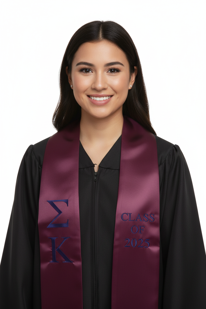 Sigma Kappa Lettered Stole W/ Year model display