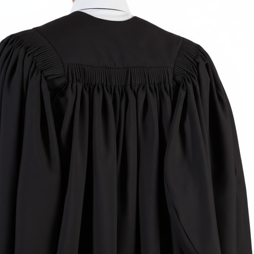 UK British Luxury Master's Graduation Gown - Back Gathered Pleats Detail