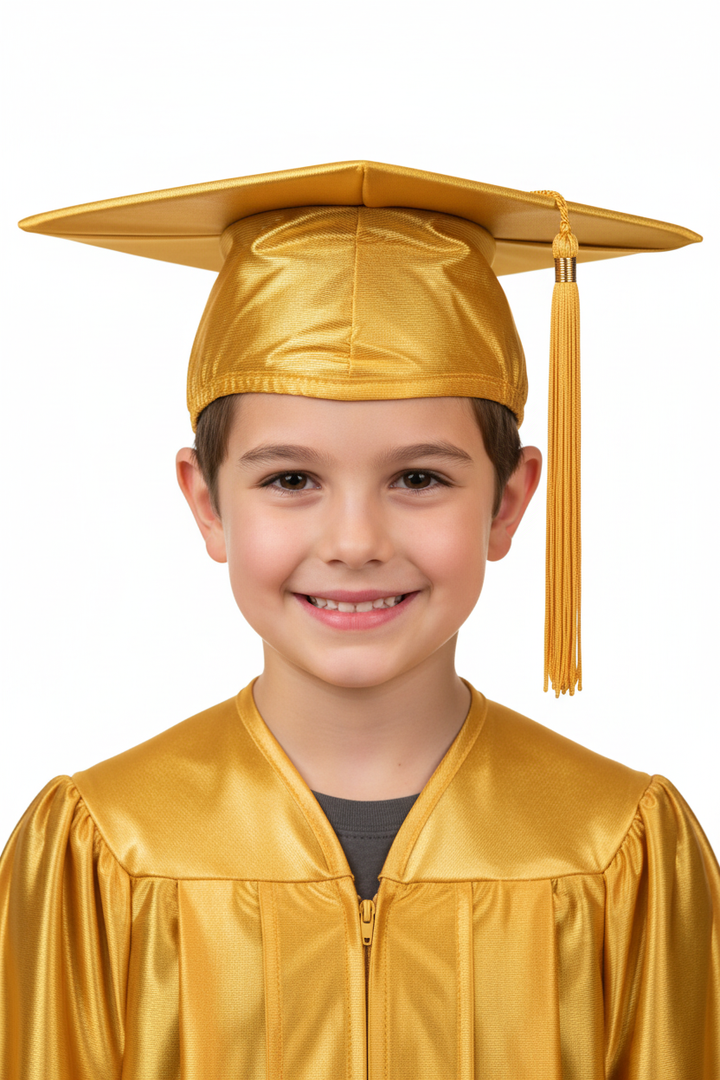 Shiny Antique Gold Elementary Cap - Model Shot