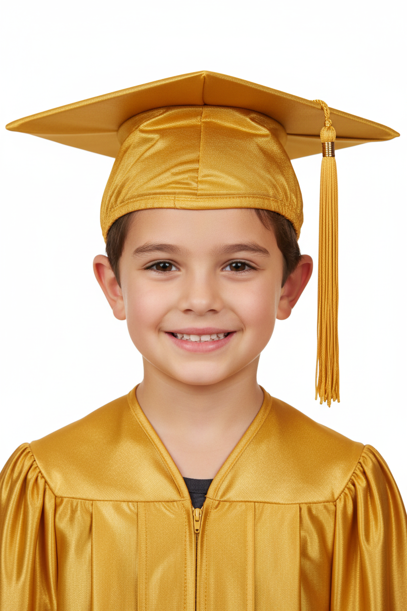 Shiny Antique Gold Elementary Cap & Tassel - Model Shot