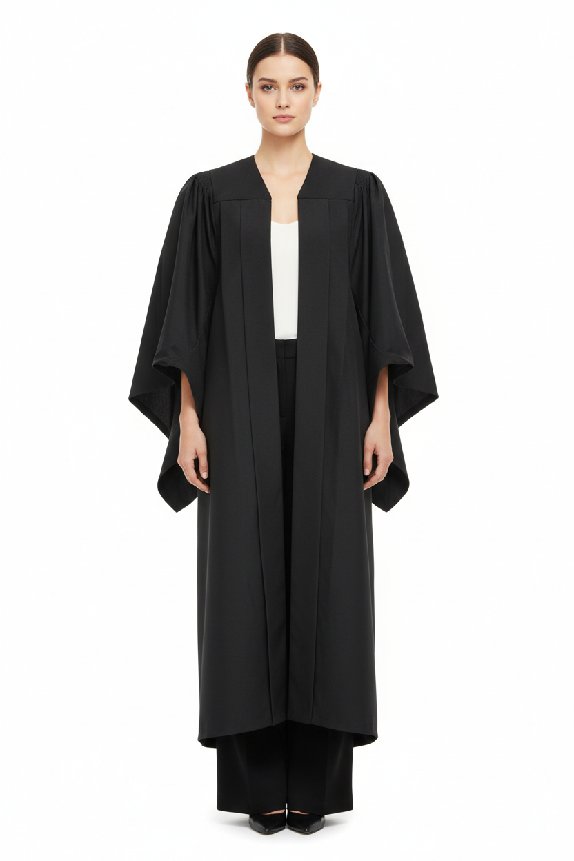 UK British Economy Bachelor Academic Graduation Gown - Model Front View