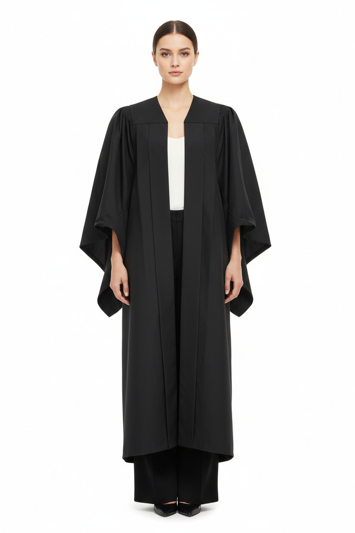 UK British Economy Bachelor Academic Graduation Gown - Model Front View