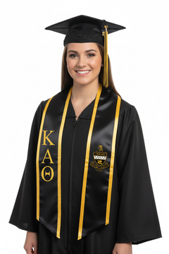 Kappa Alpha Theta Trimmed Greek Lettered Graduation Stole w/ Crest