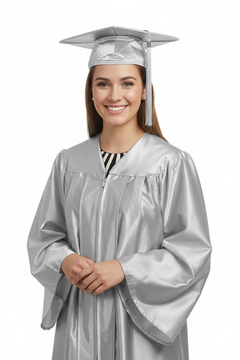 Shiny Silver High School Cap