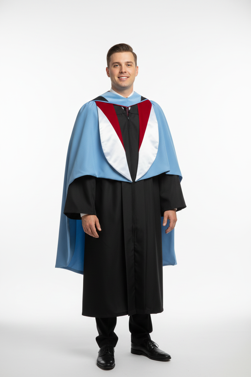 Doctor of Education Hood - Red & White model display