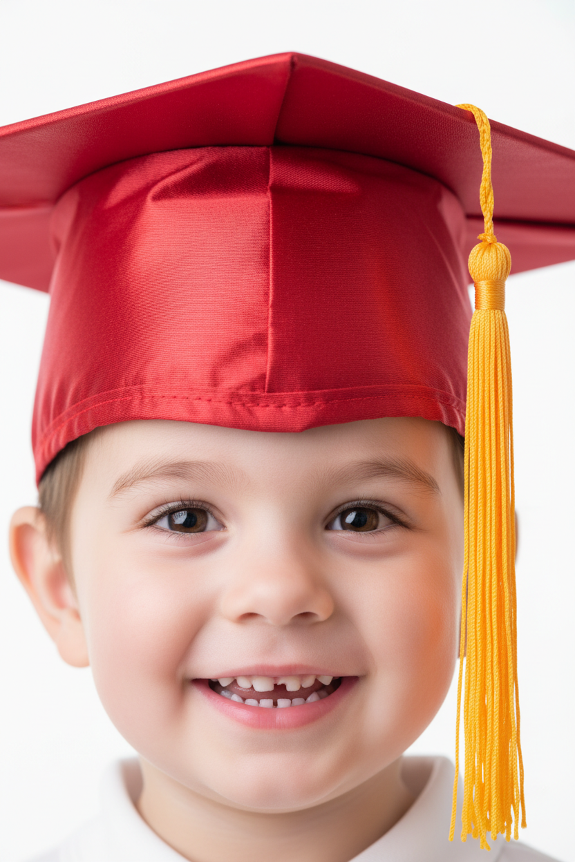 Shiny Red Kindergarten/Preschool Cap & Tassel - Model Shot