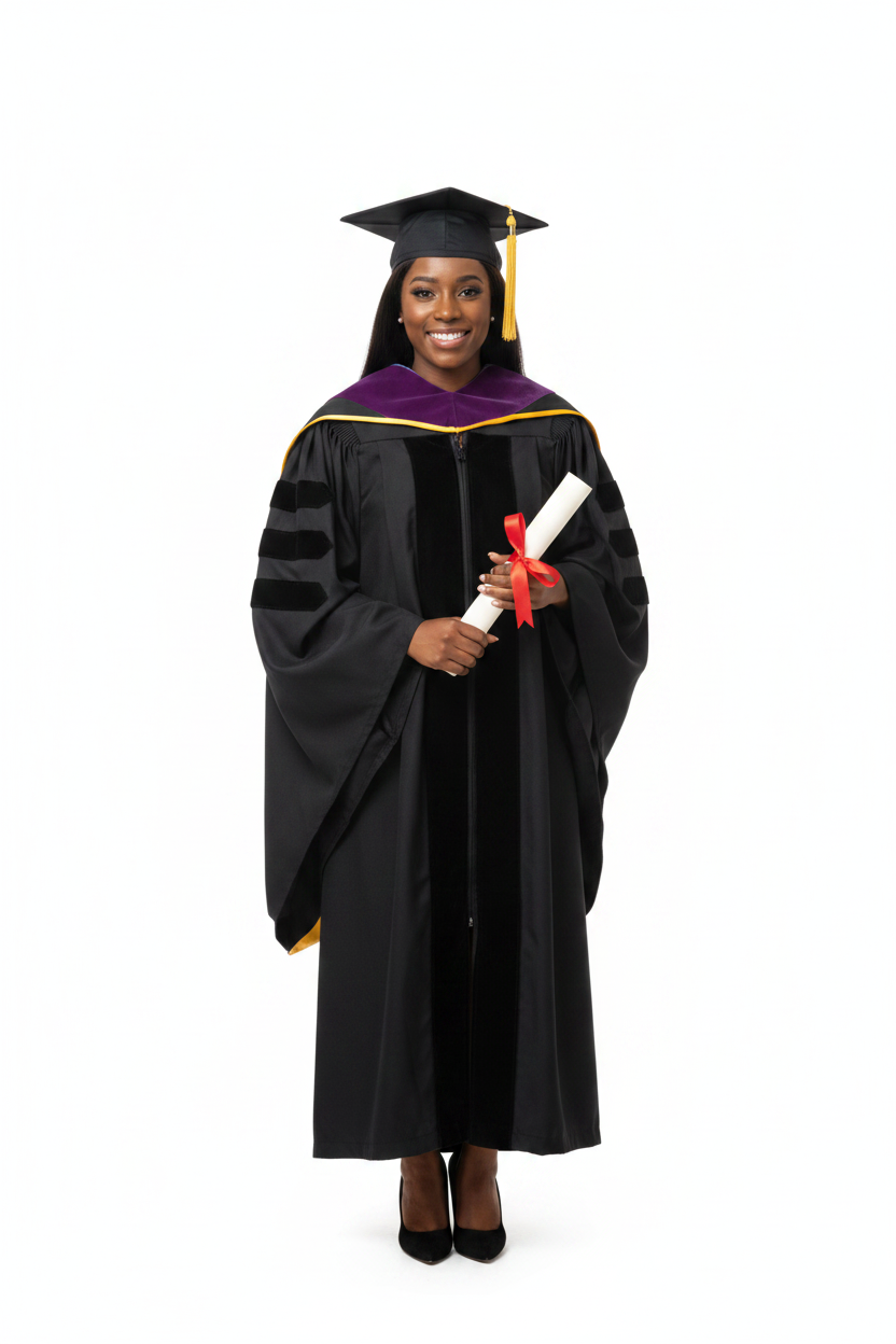 Doctor of Law Hood - Purple & Gold model display