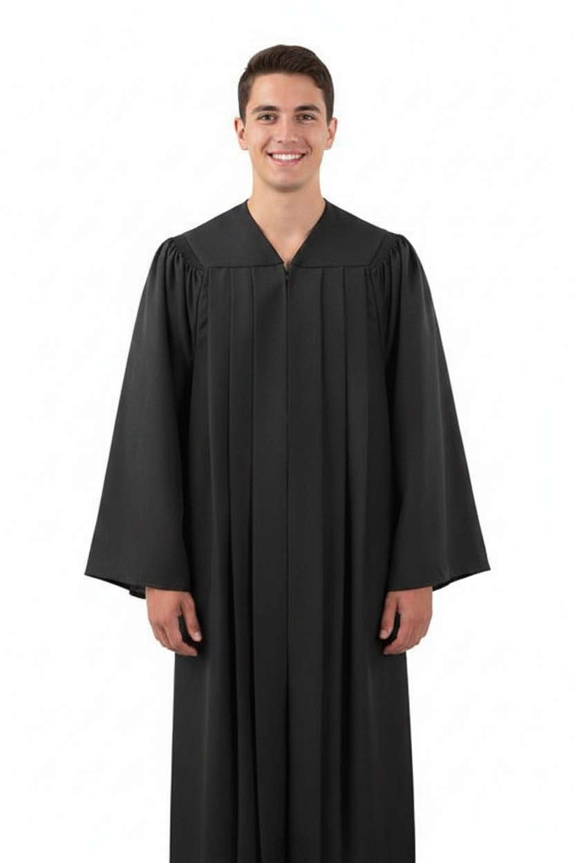 Deluxe Black High School Gown - Model Display