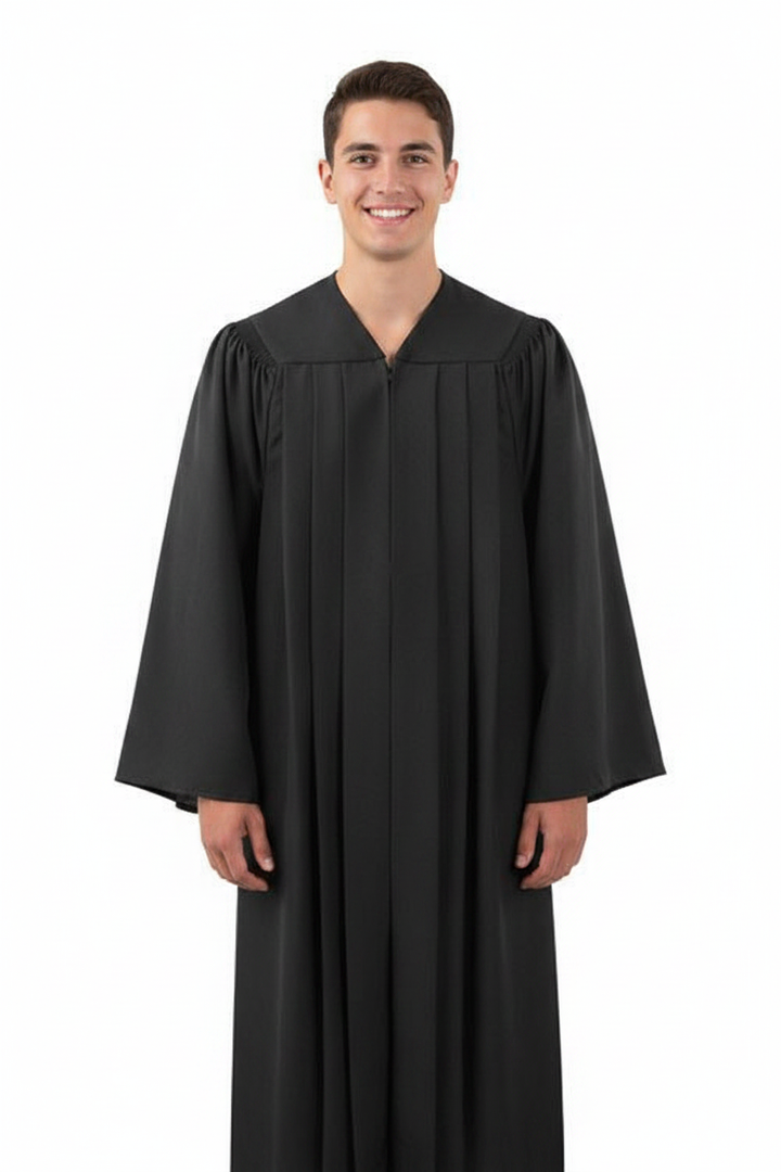 Deluxe Black High School Gown - Model Display