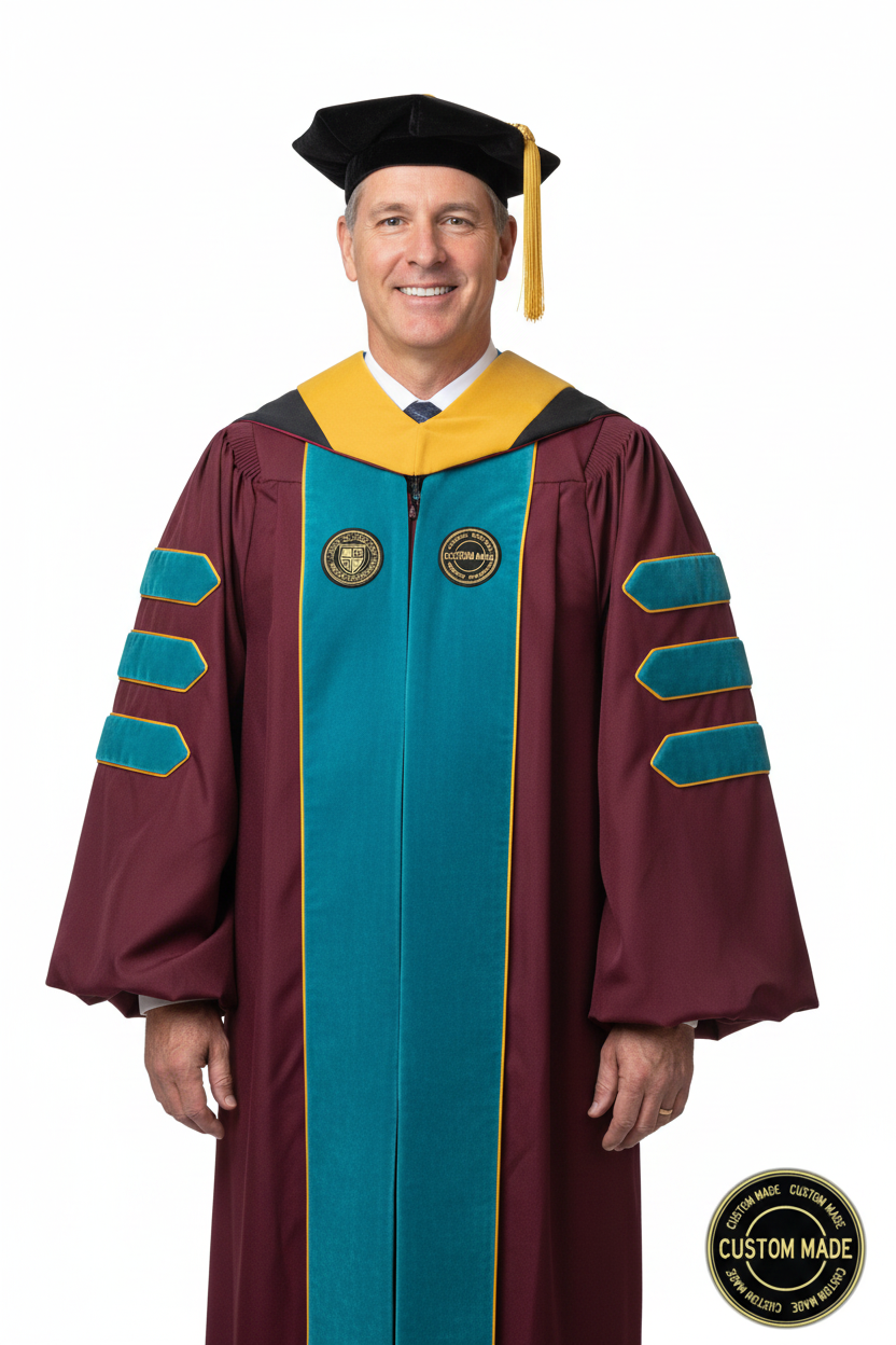 Custom Faculty Regalia Package for Cal Poly Humboldt model display