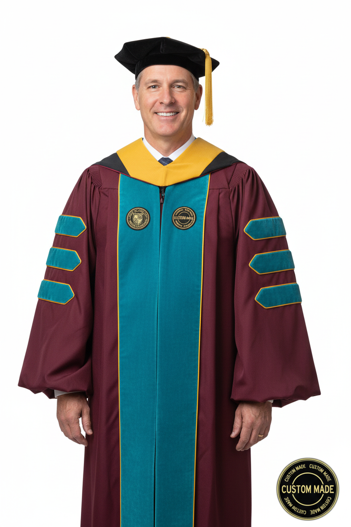 Custom Faculty Regalia Package for Cal Poly Humboldt model display