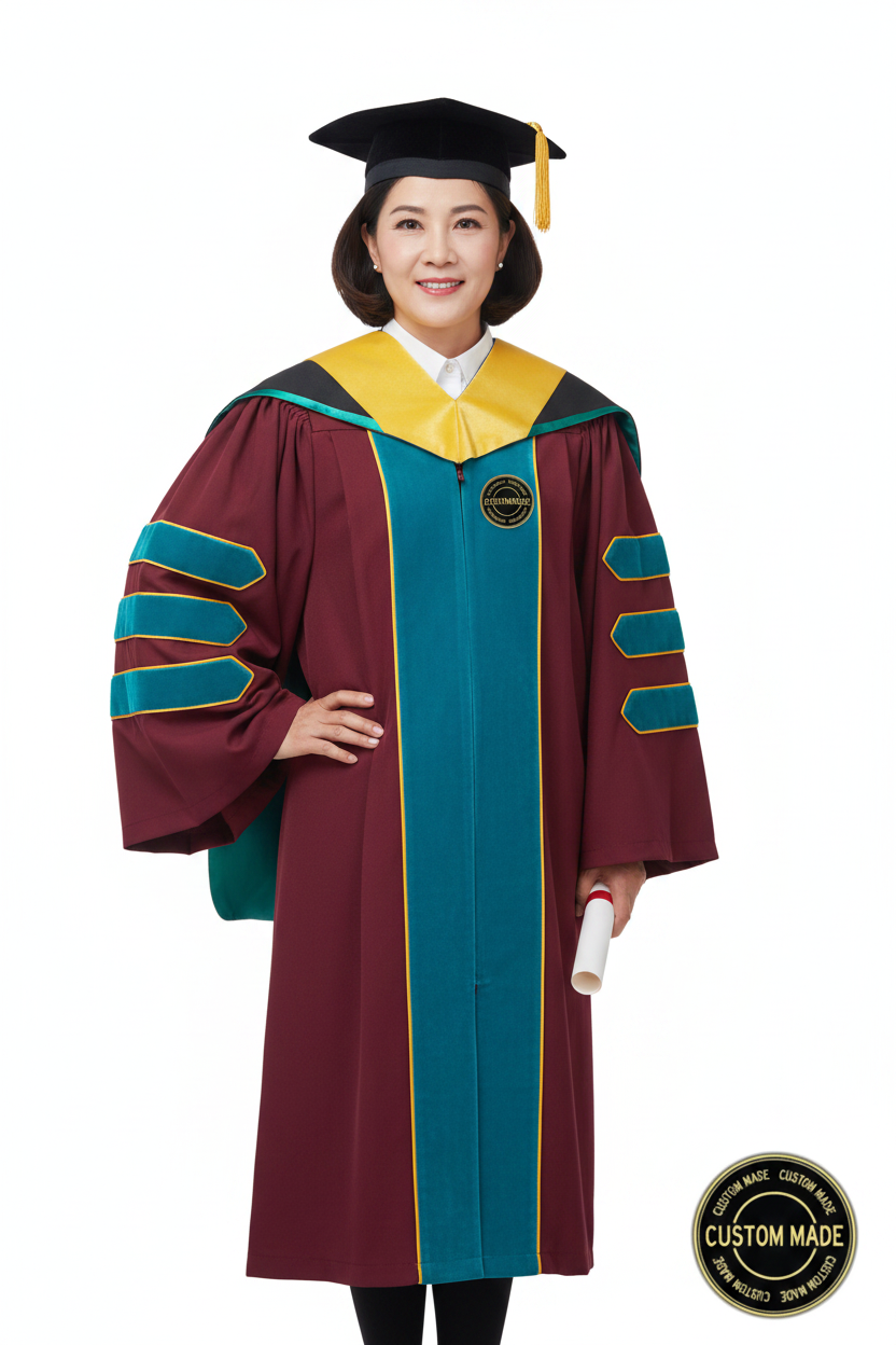 Custom Faculty Regalia Package for Cal State Northridge model display