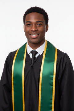 Hunter Green Pointed Graduation Stole with Gold Trim