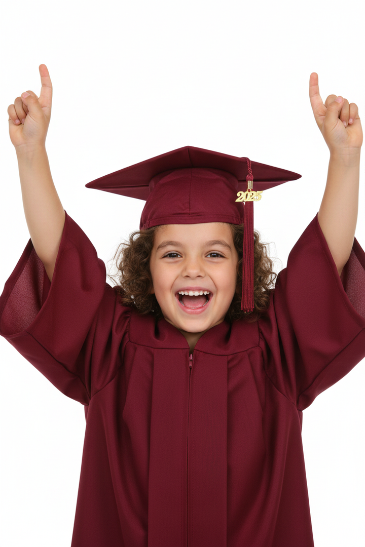 Matte Burgundy Elementary Cap and Tassel - Model Display