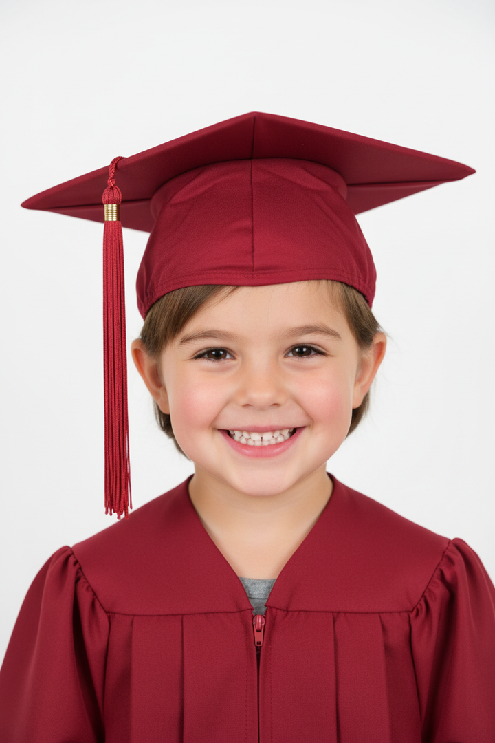Matte Red Kindergarten/Preschool Cap & Tassel - Model Shot